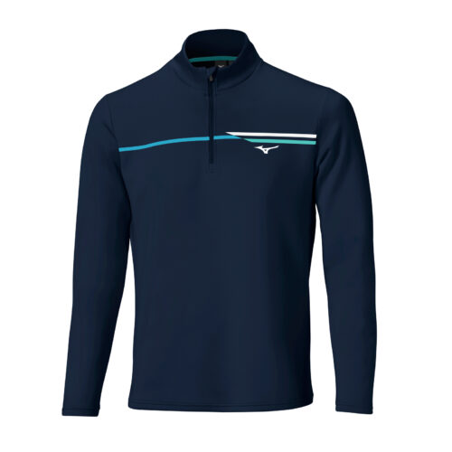 Mizuno Breeze T-Stripe 1/4 Zip Golf Pullover - Navy Mizuno Breeze T-Stripe 1/4 Zip Golf Pullover - Navy